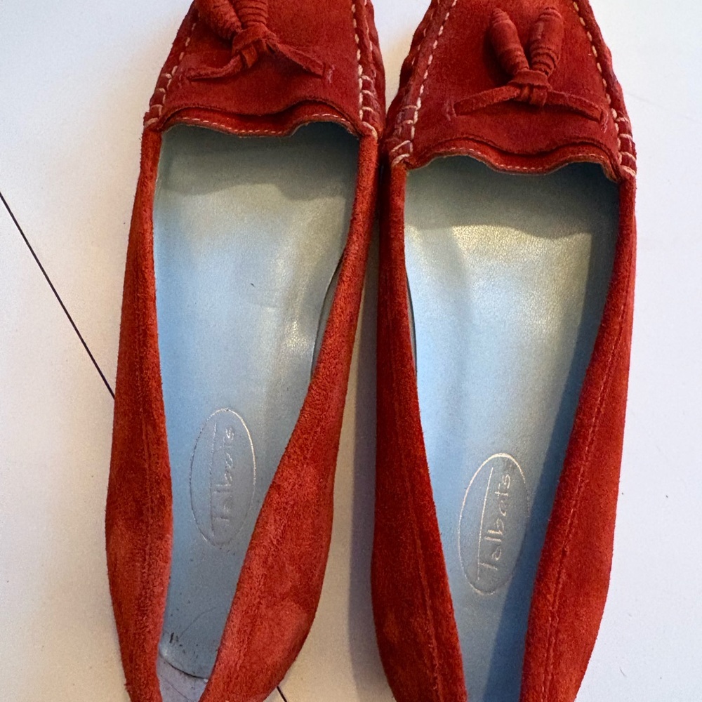 Talbots Crimson Suede Loafers with Tassels